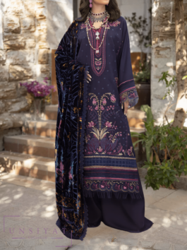 Mahnur | Mahrukh | Ensemble 3 pièces en cotrai Plum Perfection